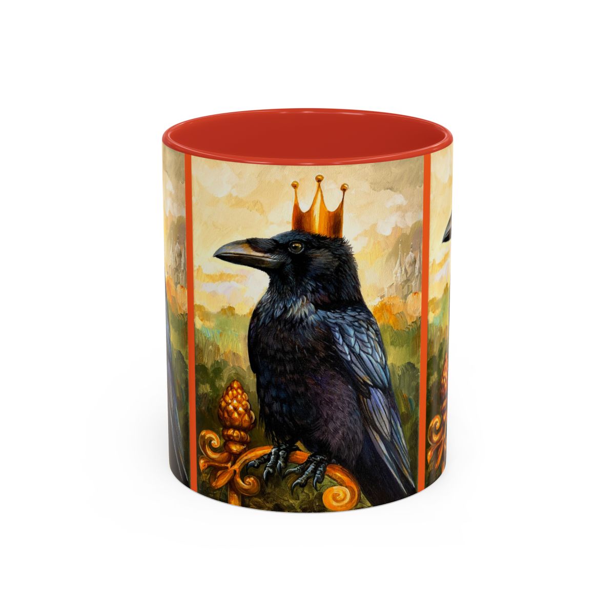 Majestic Raven Coffee Mug, Gothic Mug, Dark Arts Drinkware, Gift for Bird Lovers, Halloween Decor, Crowned Raven Artwork
