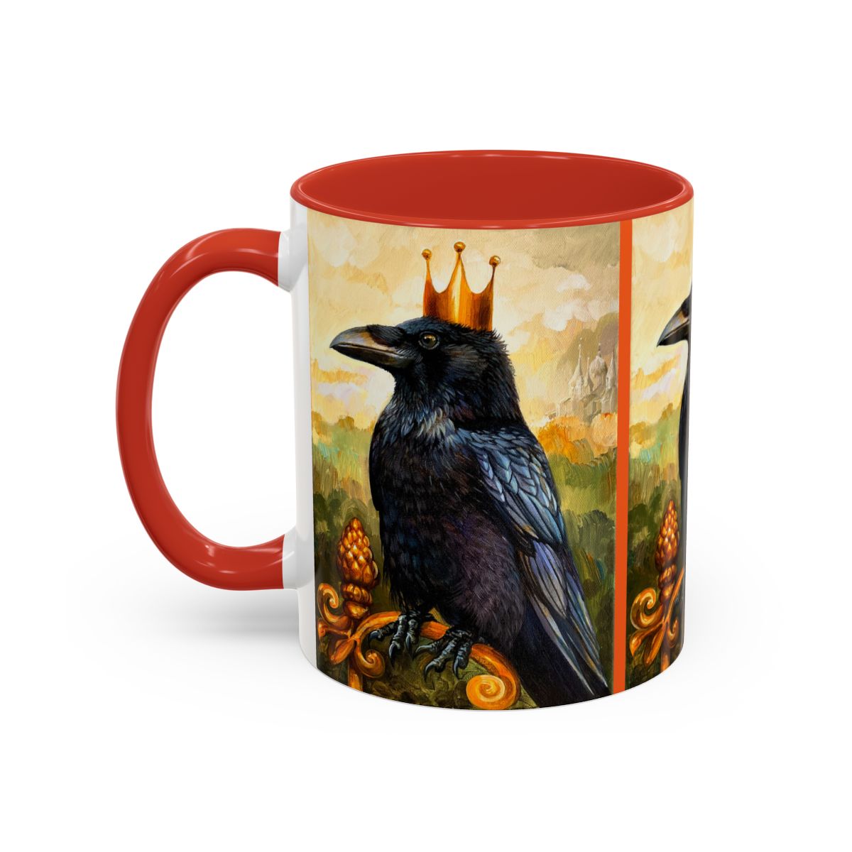 Majestic Raven Coffee Mug, Gothic Mug, Dark Arts Drinkware, Gift for Bird Lovers, Halloween Decor, Crowned Raven Artwork