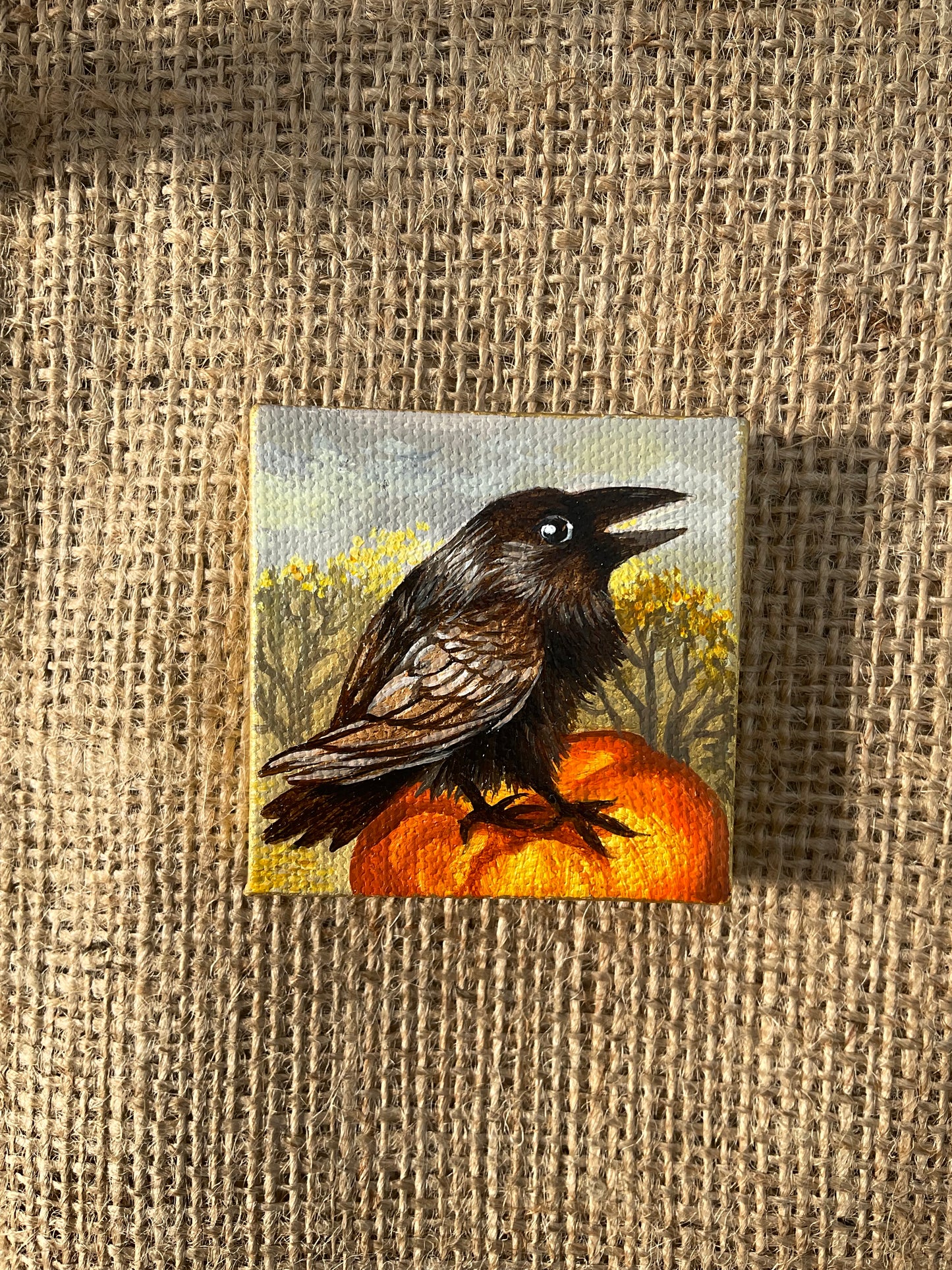 Autumn Crow miniature painting