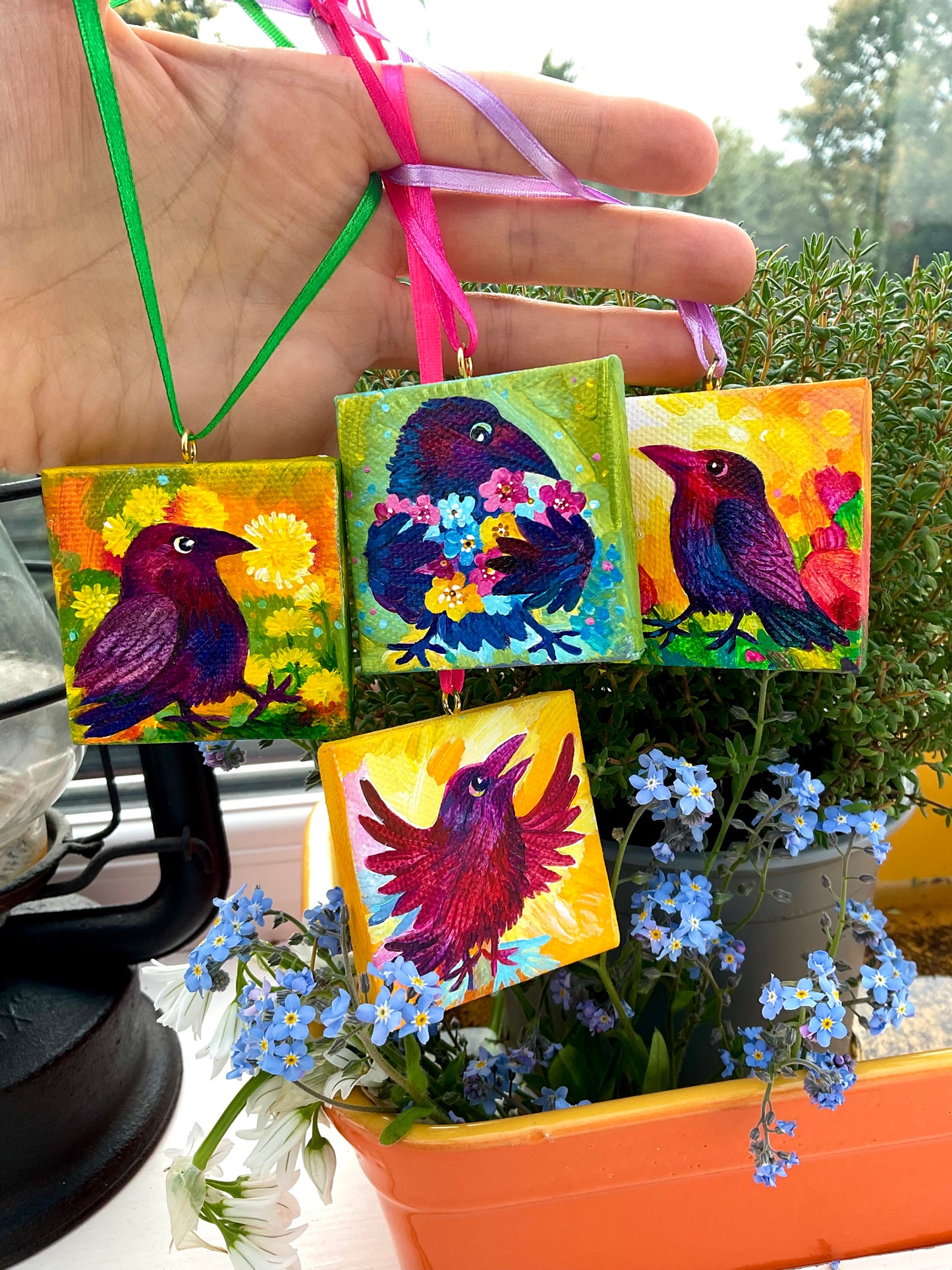 Easter Crow, forget me not