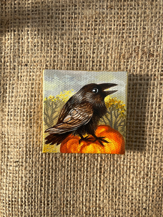 Autumn Crow miniature painting