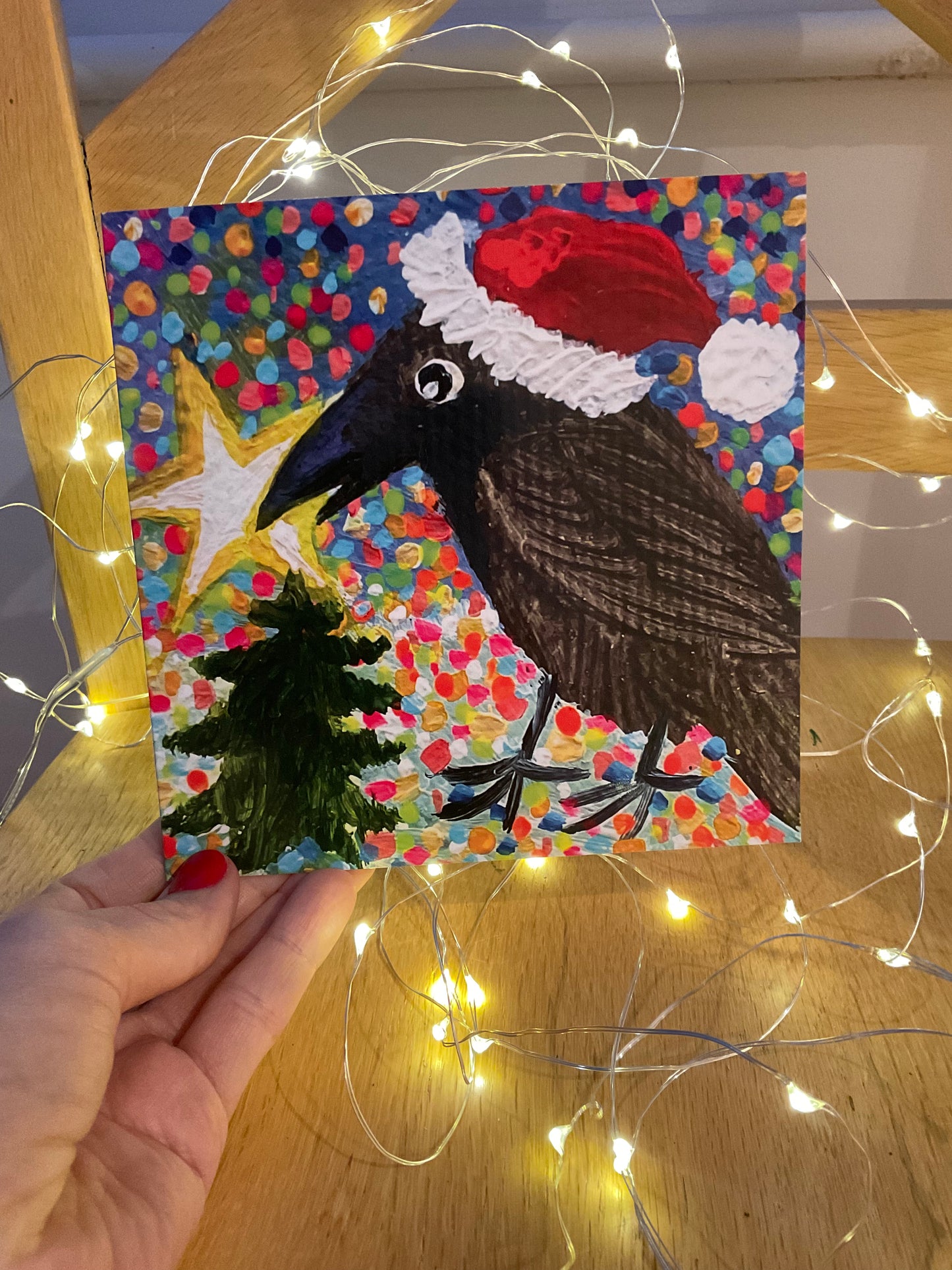 Christmas crow card set of 3