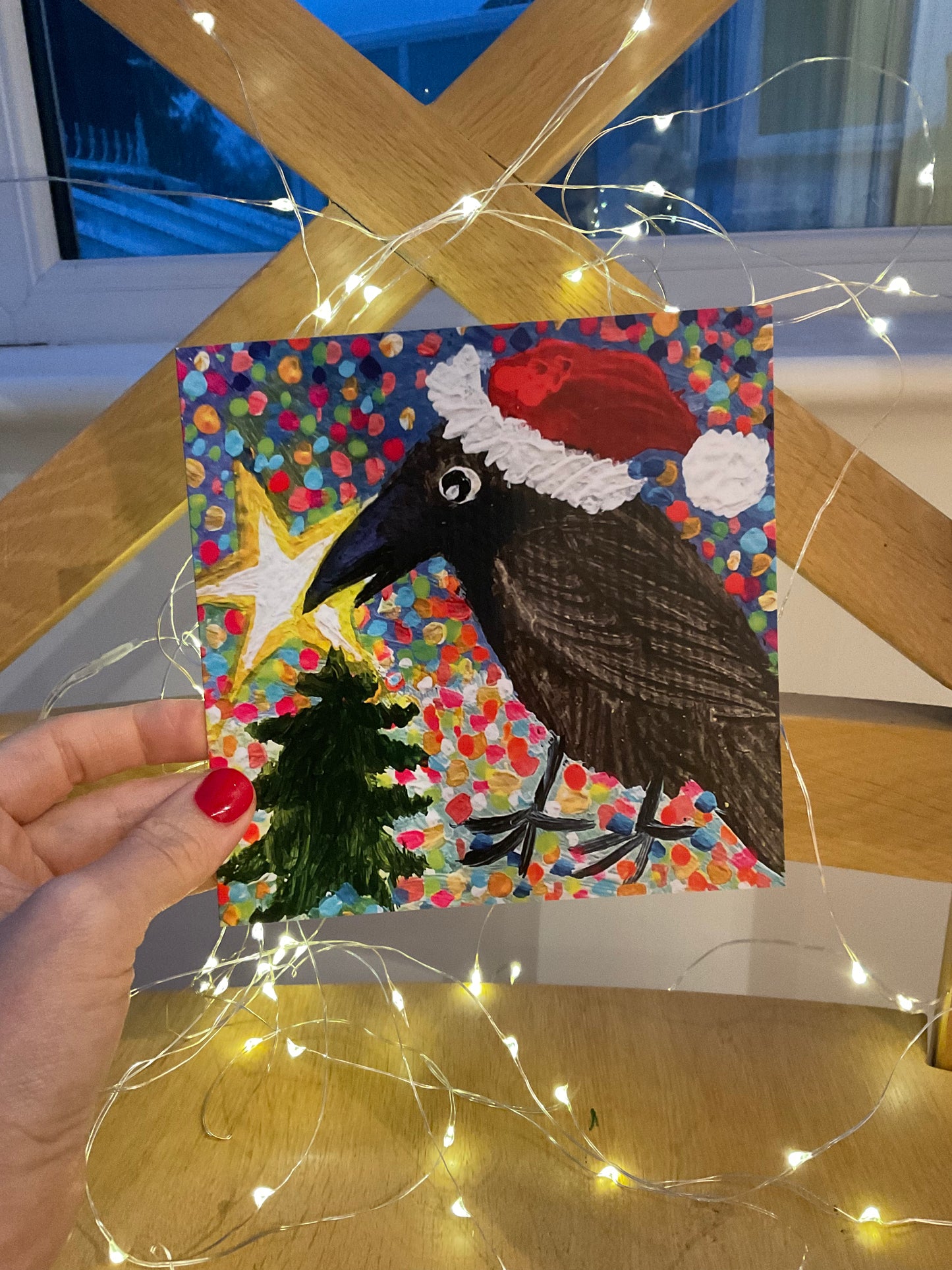 Christmas crow card set of 3